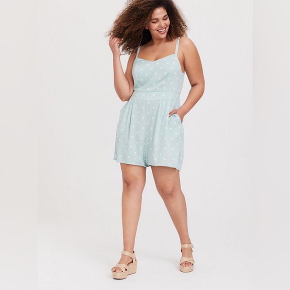 Torrid Challis Romper in GREEN Size OO - Picture 10 of 11